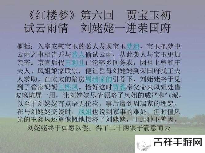 贾宝玉大战王熙凤第六回概括之精彩剧情全解析
